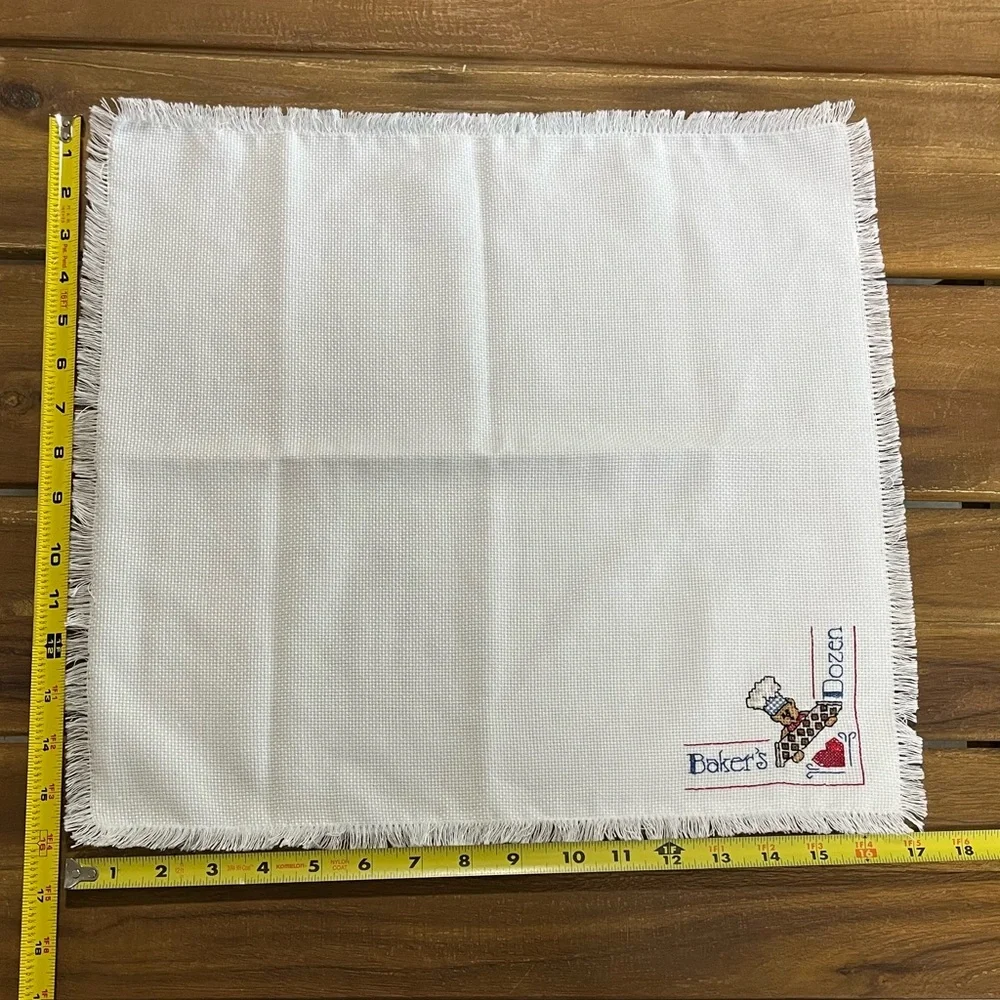 Cross Stitch Baker’s Dozen Bread Basket Linen Liner Cover Country Completed VGC